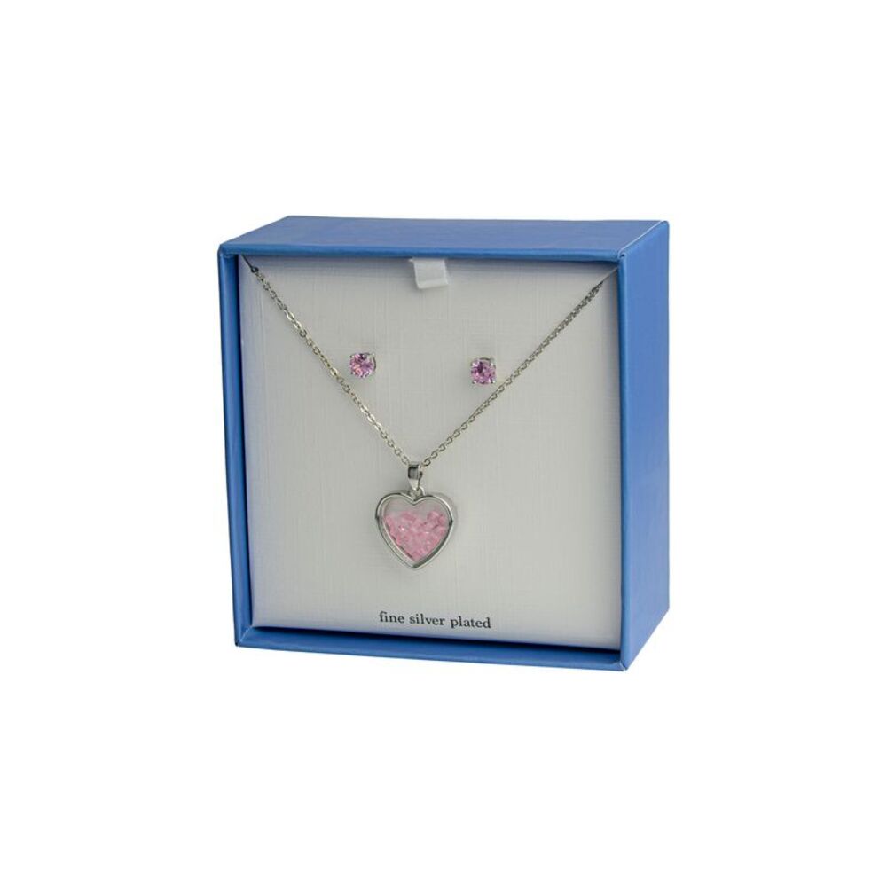 The Skyline Collection October Birthstone Pink Tourmaline Heart Jewelry Set - Picture 7 of 9